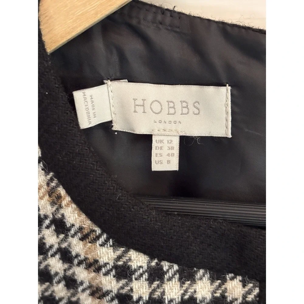 Hobbs Women's Joy Camel Black Plaid 100% Wool‎ Sheath Dress Colorblock Size 8